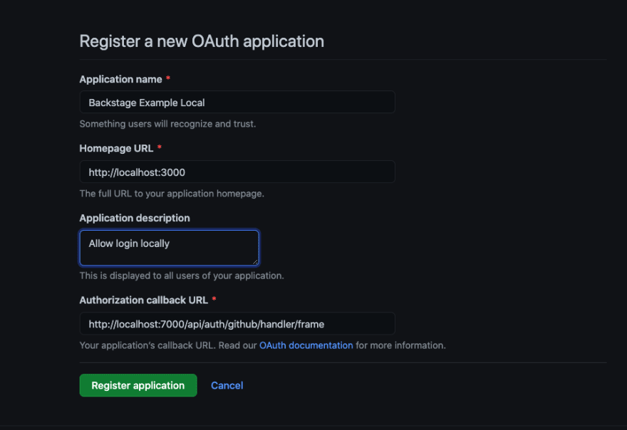 Register OAuth App